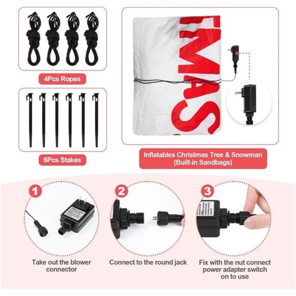 10 FT Christmas Inflatables Christmas Tree Snowman with Merry Christmas Sign - Picture 6 of 6